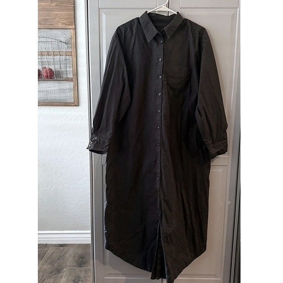 Anthropologie Maeve The Soren Long-Sleeve Shirt Dress,Black,1X - Picture 2 of 11